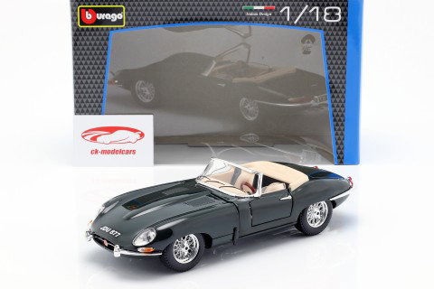Jaguar E-Type Cabriolet year 1961 dark green 1:18 Bburago