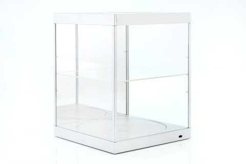mostruário com iluminação LED, espelho e mesa giratória para escala 1:18 prata Triple9