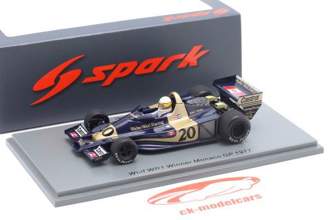 Jody Scheckter Wolf WR1 #20 vinder Monaco GP Formel 1 1977 1:43 Spark
