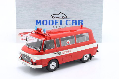 Barkas B 1000 minibus Fire department 1965 red / white 1:18 ModelCar Group