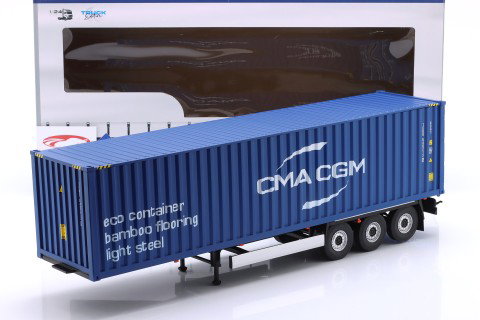 Transporttrailer / oplegger met container 2024 blauw 1:24 Solido