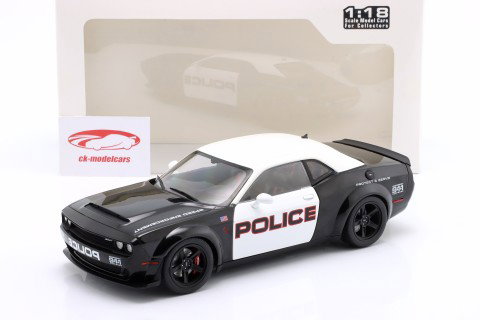 Dodge Challenger Demon Autoestrada Polícia Ano de construção 2023 preto / branco 1:18 Solido