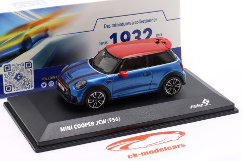 Mini Cooper JCW (F56) Bouwjaar 2023 IJsland blauw metalen / rood 1:43 Solido