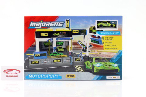 DTM Pit Stop Diorama impostato con Porsche 911 GT3 R 1:64 Majorette