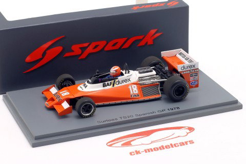 Rupert Keegan Surtees TS20 #18 Espagnol GP formule 1 1978 1:43 Spark