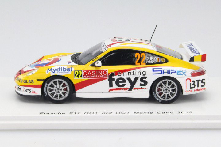 Porsche 911 RGT #22 3rd RGT Monte Carlo 2015 Duez / Vyncke 1:43 Spark