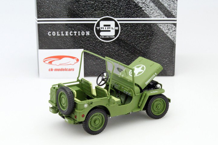 Jeep Willy's US Army met 4 soldaten jaar 1942 leger groen 1:18 Triple9