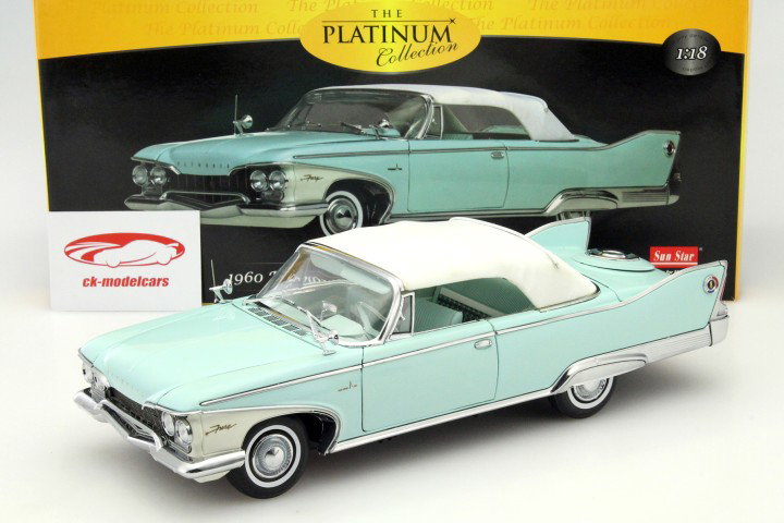 Plymouth Fury Closed Convertible år 1960 turkis 1:18 SunStar