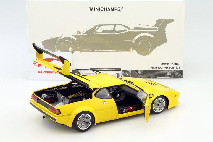 BMW M1 Pro Car Plain Body Version ano 1979 amarelo 1:18 Minichamps
