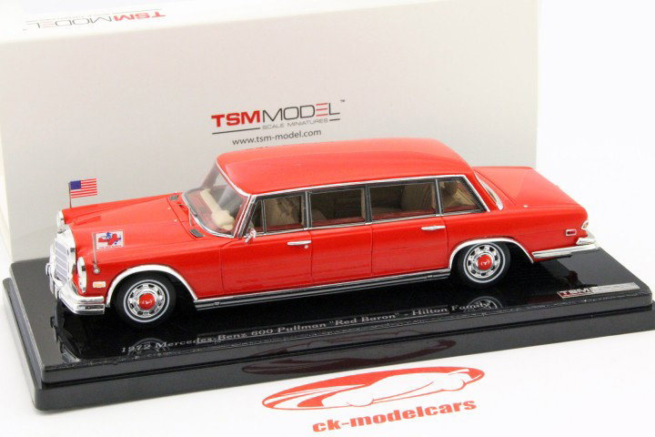 Mercedes-Benz 600 Pullman Red Baron Hilton Family année 1972 rouge 1:43 TrueScale