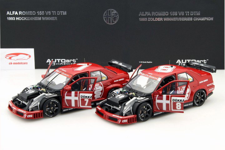 2 car set N. Larini #8 &  A Nannini #7 Alfa Romeo 155 V6 Ti DTM 1993 1:18 AUTOart