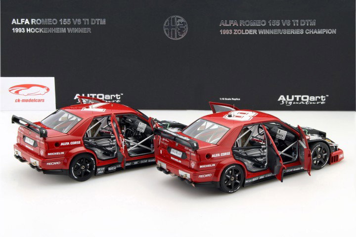 2 car set N. Larini #8 &  A Nannini #7 Alfa Romeo 155 V6 Ti DTM 1993 1:18 AUTOart