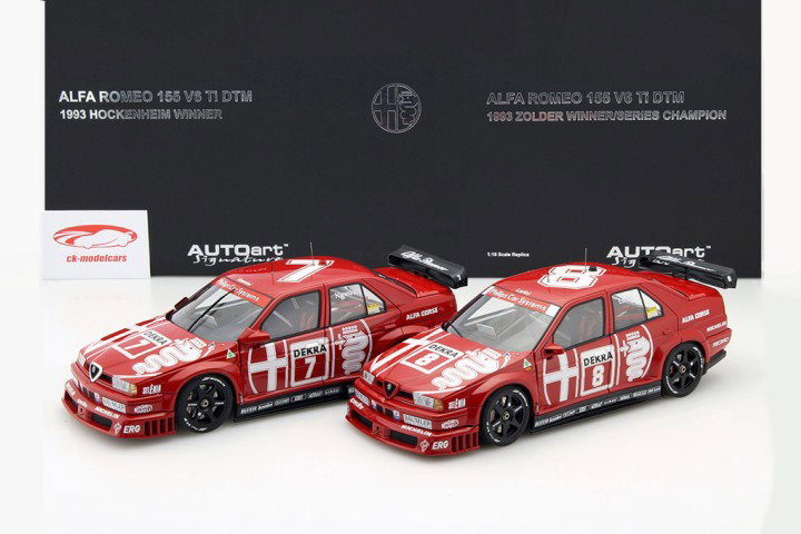 2 car set N. Larini #8 &  A Nannini #7 Alfa Romeo 155 V6 Ti DTM 1993 1:18 AUTOart