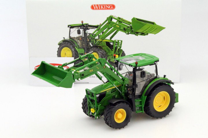 John Deere 6125R tractor with front loaders green 1:32 Wiking