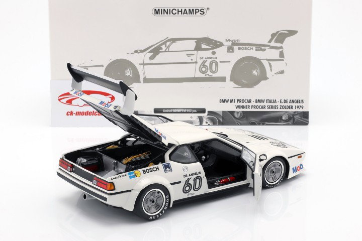 BMW M1 Pro Car #60 winnaar Pro Car serie Zolder 1979 de Angelis 1:18 Minichamps