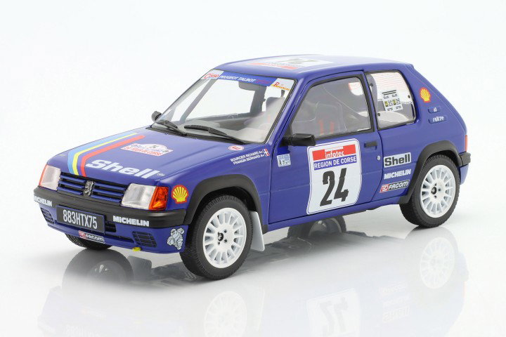 Peugeot 205 Rallye #24 Rallye Tour de Corse 1990 Bourcier, Frangin 1:18 Solido