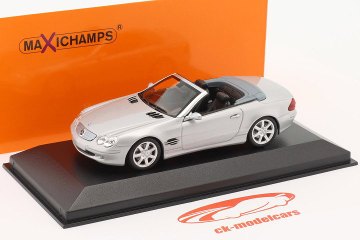 Mercedes-Benz SL klasse (R230) Byggeår 2001 sølv metallisk 1:43 Minichamps