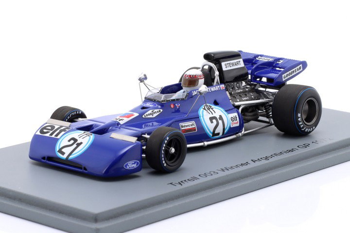 Jackie Stewart Tyrrell 003 #21 vinder Argentina GP formel 1 1972 1:43 Spark