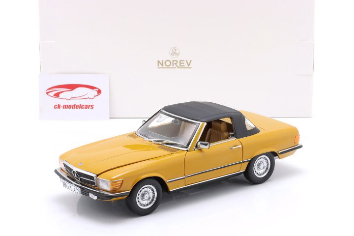 Mercedes-Benz 450 SL (R107) Bouwjaar 1975 cayenne oranje 1:18 Norev
