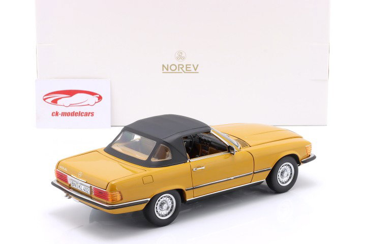 Mercedes-Benz 450 SL (R107) Bouwjaar 1975 cayenne oranje 1:18 Norev