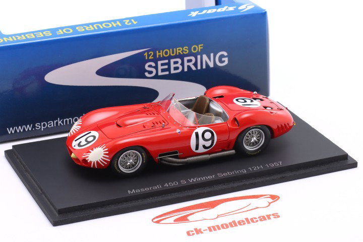 Maserati 450S #19 ganador 12h Sebring 1957 Behra, Fangio 1:43 Spark