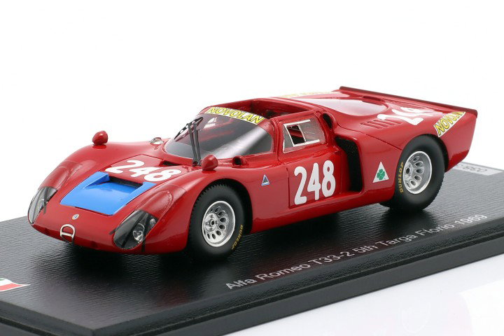 Alfa Romeo T33/2 #248 5th Targa Florio 1969 Pinto, Alberti 1:43 Spark