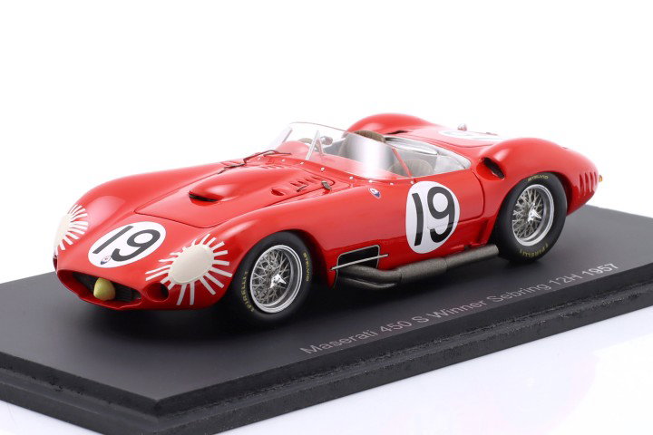 Maserati 450S #19 ganador 12h Sebring 1957 Behra, Fangio 1:43 Spark