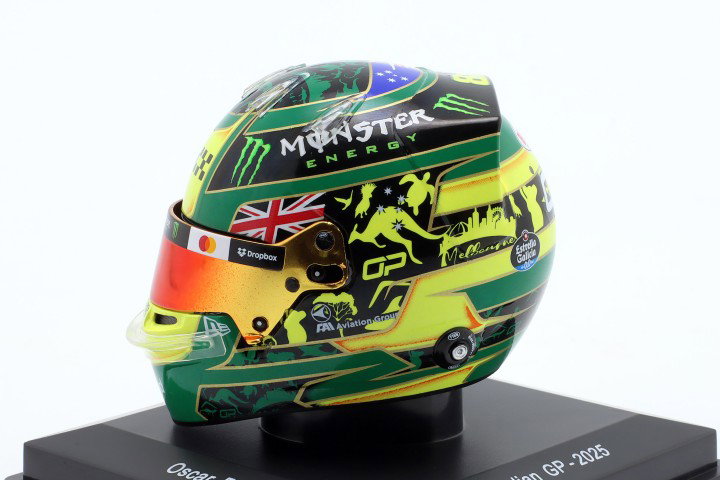 Oscar Piastri McLaren #81 9º australiano GP fórmula 1 2025 casco 1:5 Spark