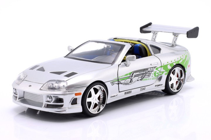 Brian's Toyota Supra filmserie Fast & Furious zilver / decor 1:24 Jada Toys