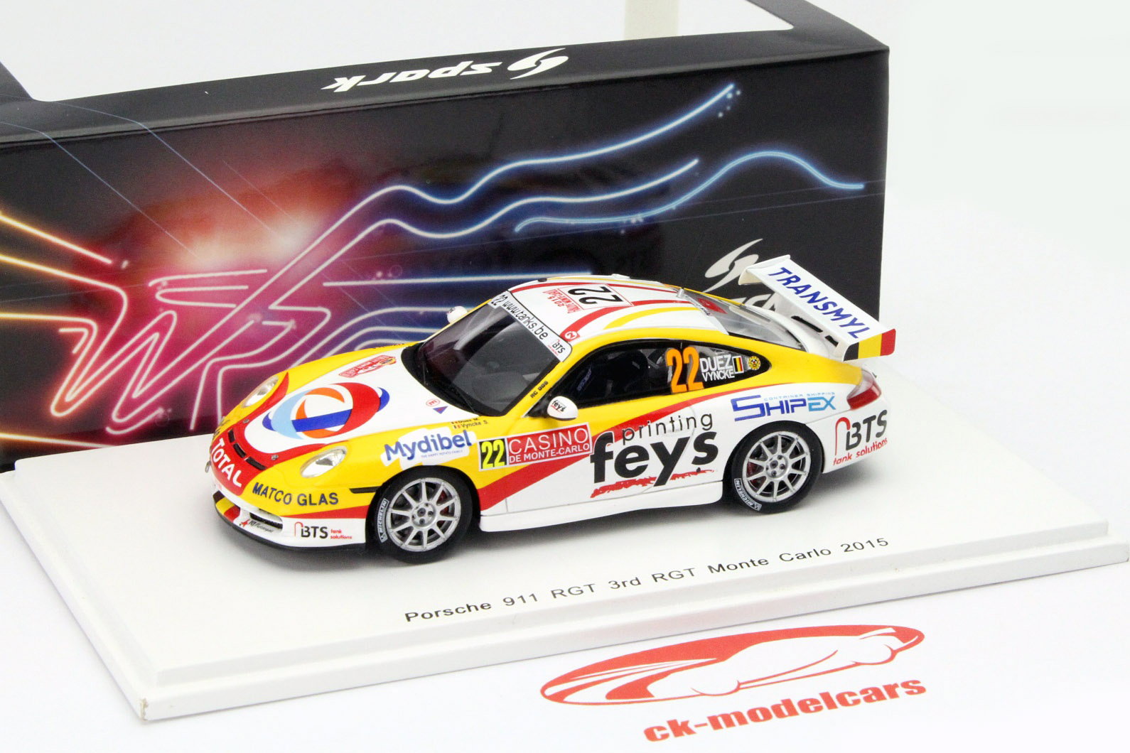 Porsche 911 RGT #22 3rd RGT Monte Carlo 2015 Duez / Vyncke 1:43 Spark