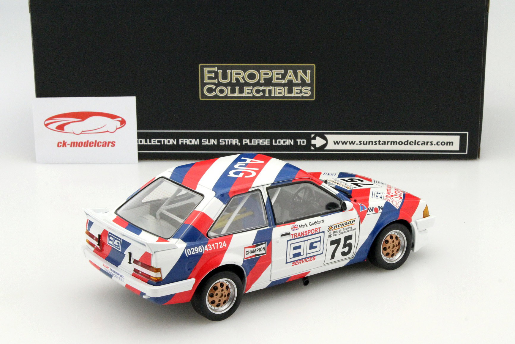 Ford Escort MK3 RS1600i #75 BTCC 1988 Goddard 1:18 SunStar