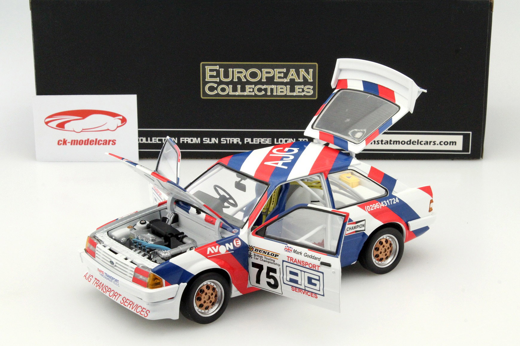 Ford Escort MK3 RS1600i #75 BTCC 1988 Goddard 1:18 SunStar
