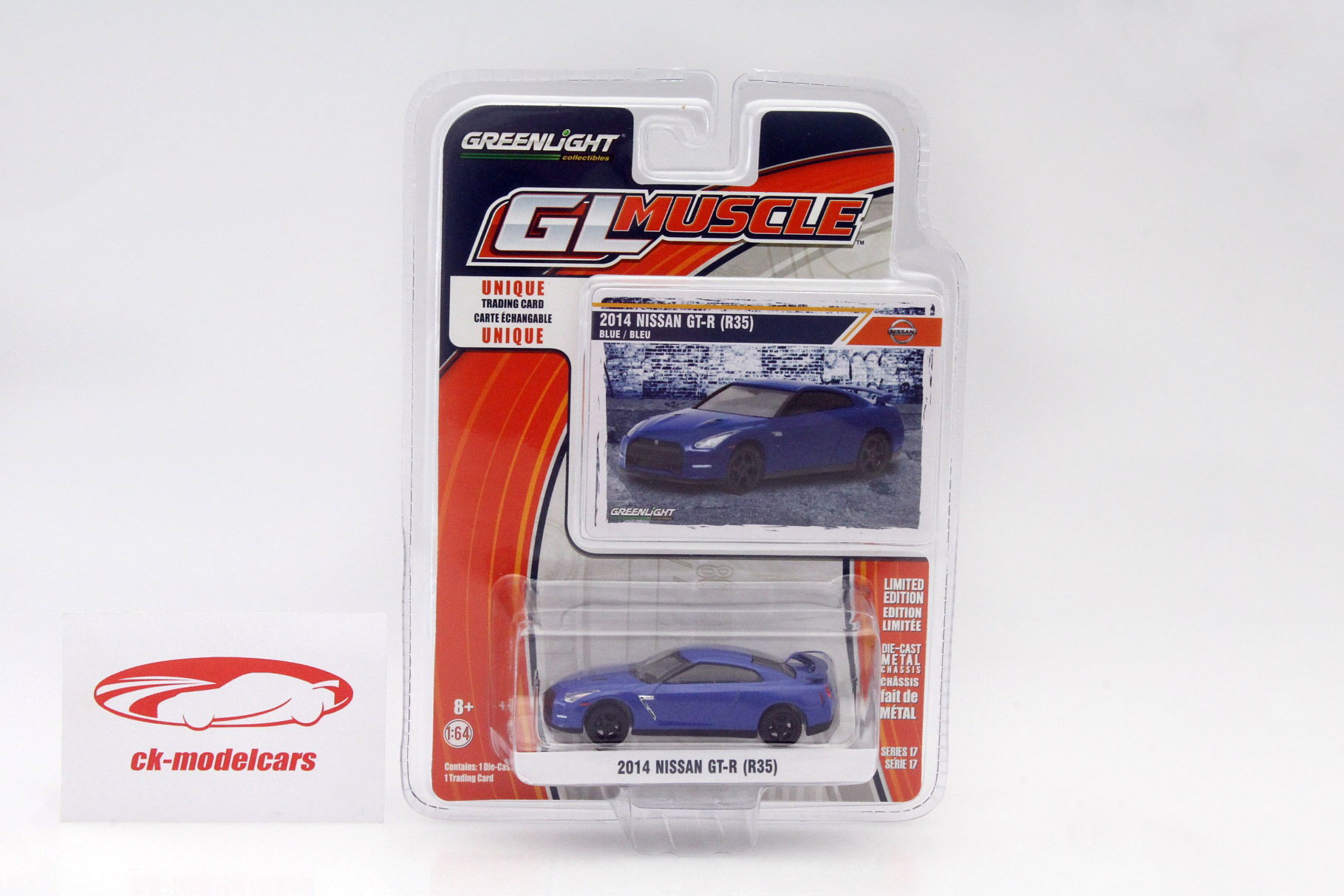 Nissan GT-R (R35) Year 2014 blue 1:64 Greenlight