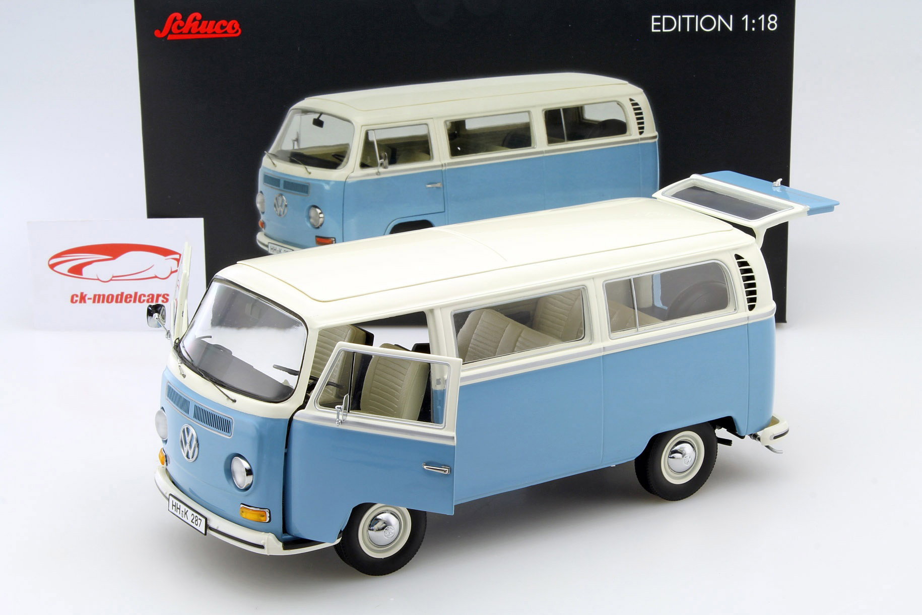 Volkswagen VW T2a Bus Year 1967-70 blue / white 1:18 Schuco