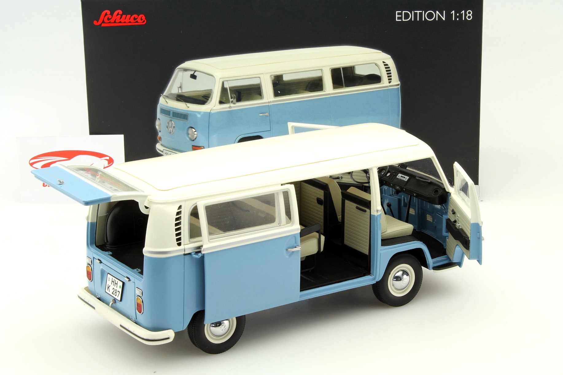 Volkswagen VW T2a Bus Year 1967-70 blue / white 1:18 Schuco