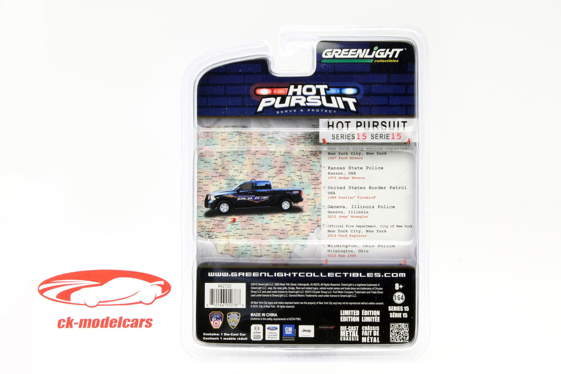 Dodge Ram 1500 jaar 2014 Wilmington politiek blauw 1:64 Greenlight