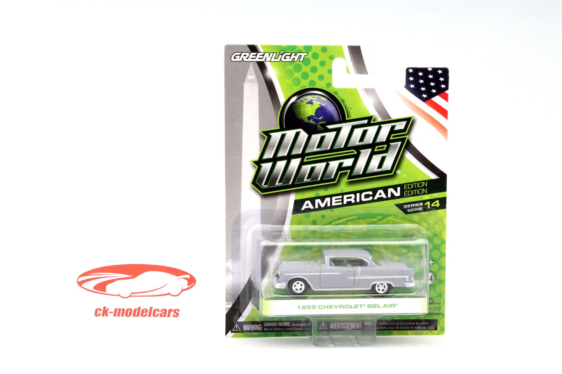 Chevrolet Bel Air jaar 1955 grijs 1:64 Greenlight