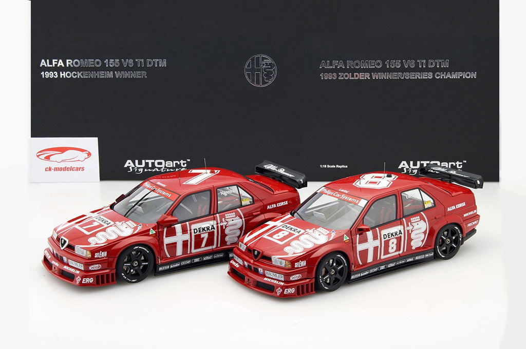 2 car set N. Larini #8 &  A Nannini #7 Alfa Romeo 155 V6 Ti DTM 1993 1:18 AUTOart
