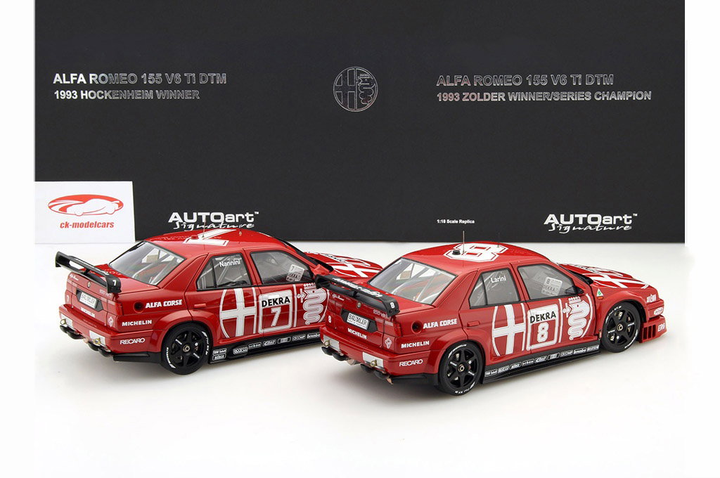 2 car set N. Larini #8 &  A Nannini #7 Alfa Romeo 155 V6 Ti DTM 1993 1:18 AUTOart