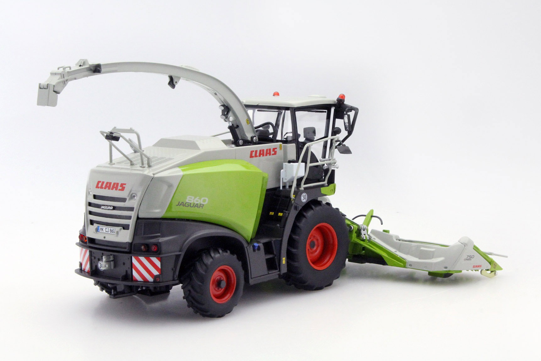 Claas Jaguar 860 Feldhäcksler with Orbis 750 and Pick Up 300 green 1:32 Wiking