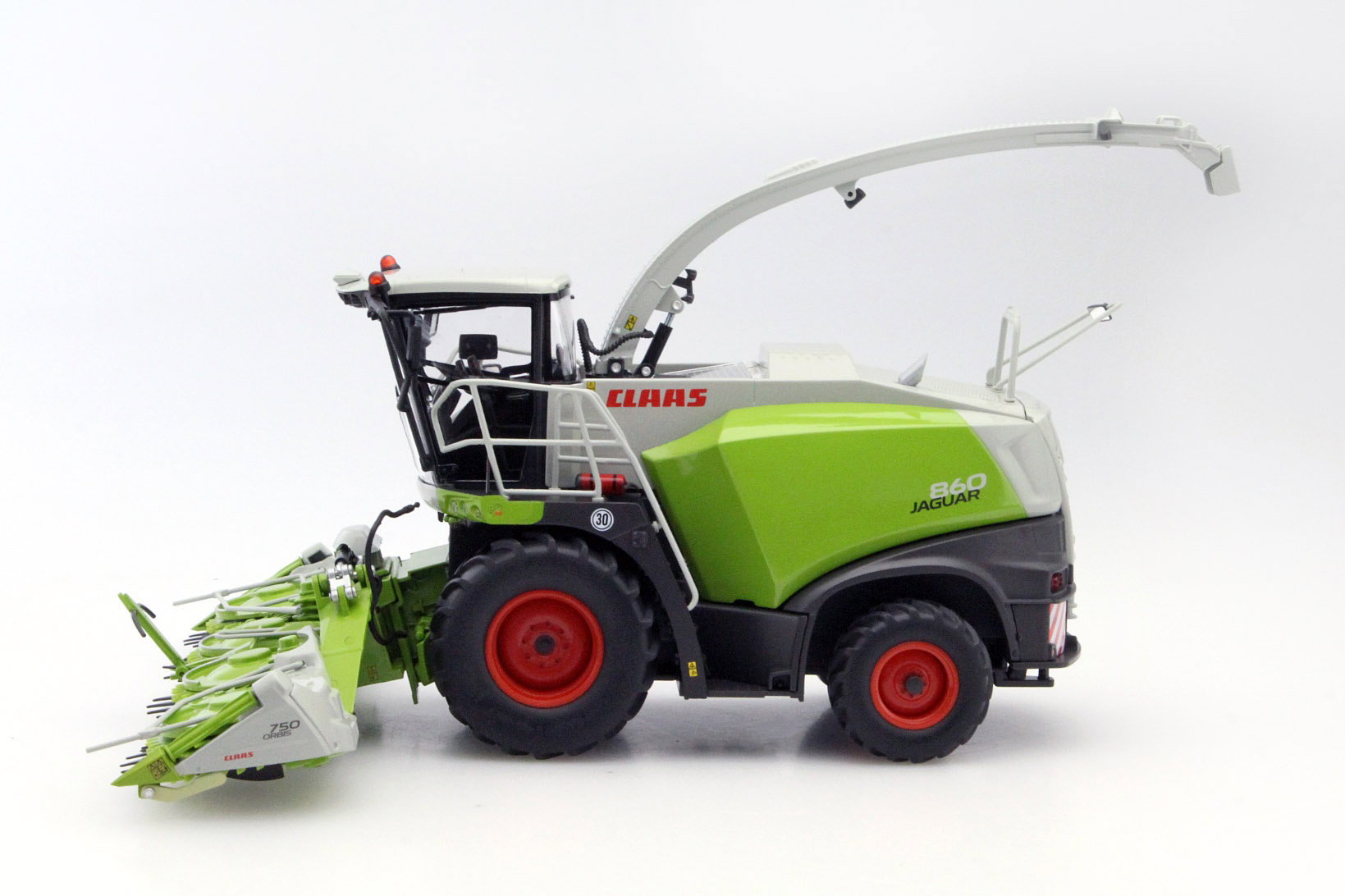Claas Jaguar 860 Feldhäcksler with Orbis 750 and Pick Up 300 green 1:32 Wiking