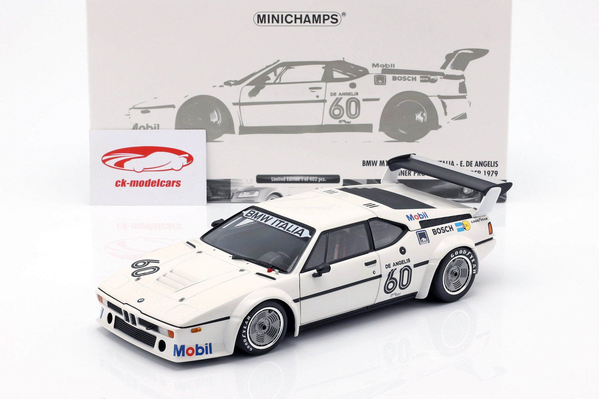 BMW M1 Pro Car #60 winnaar Pro Car serie Zolder 1979 de Angelis 1:18 Minichamps