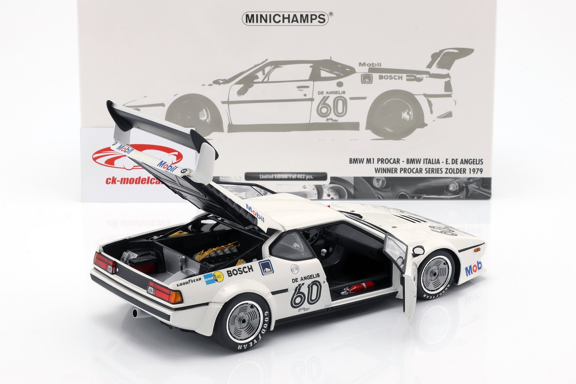 BMW M1 Pro Car #60 winnaar Pro Car serie Zolder 1979 de Angelis 1:18 Minichamps