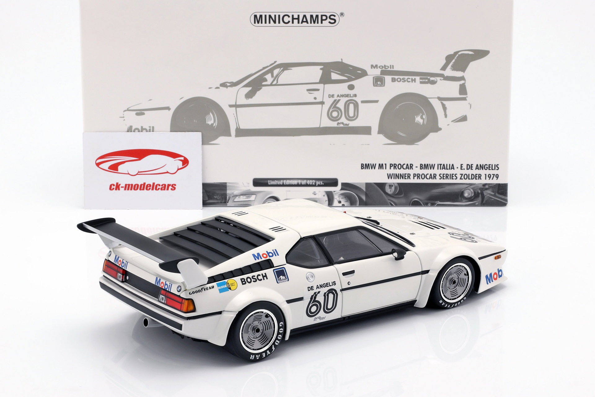 BMW M1 Pro Car #60 winnaar Pro Car serie Zolder 1979 de Angelis 1:18 Minichamps