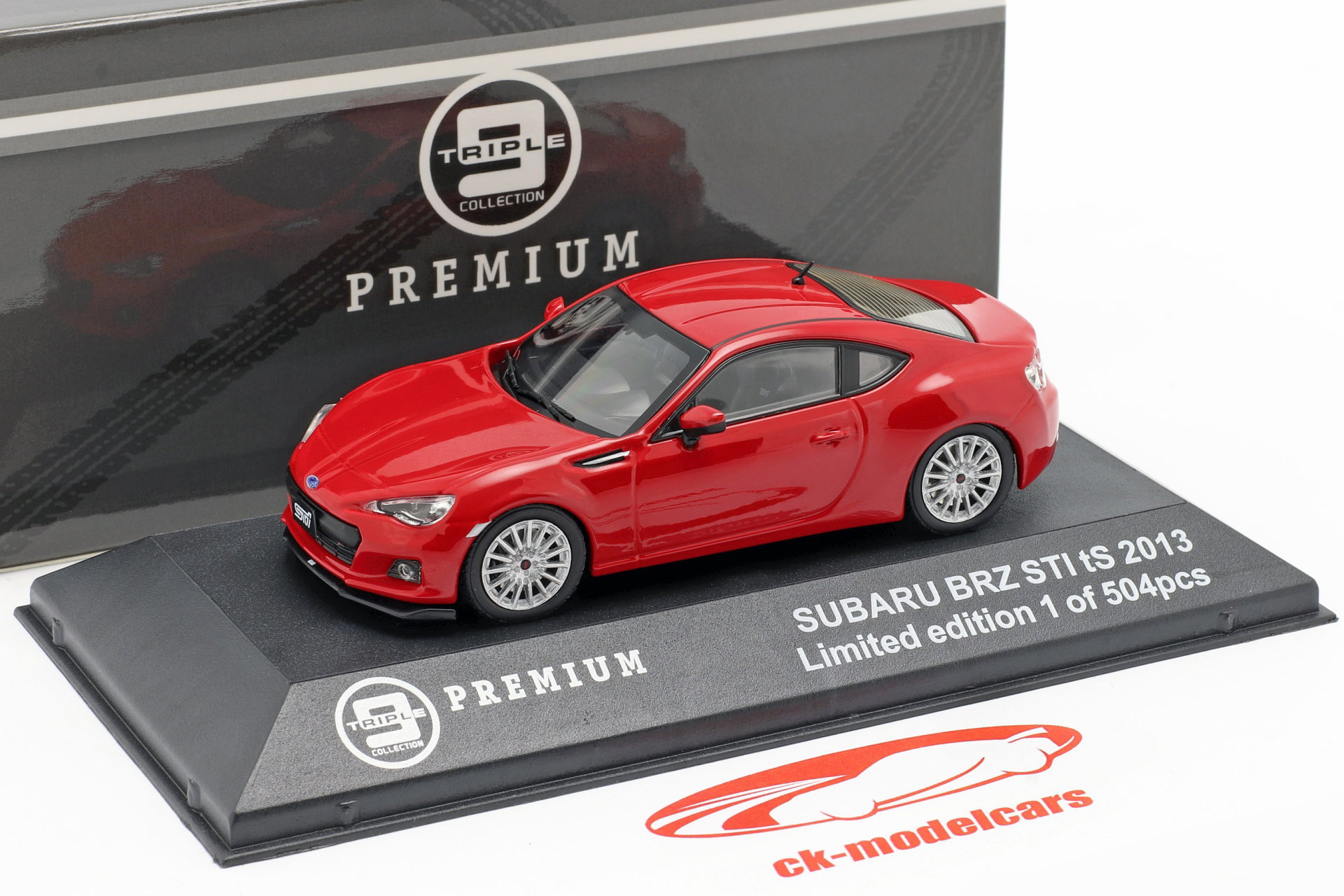Subaru BRZ STI tS Year 2013 red 1:43 Triple 9