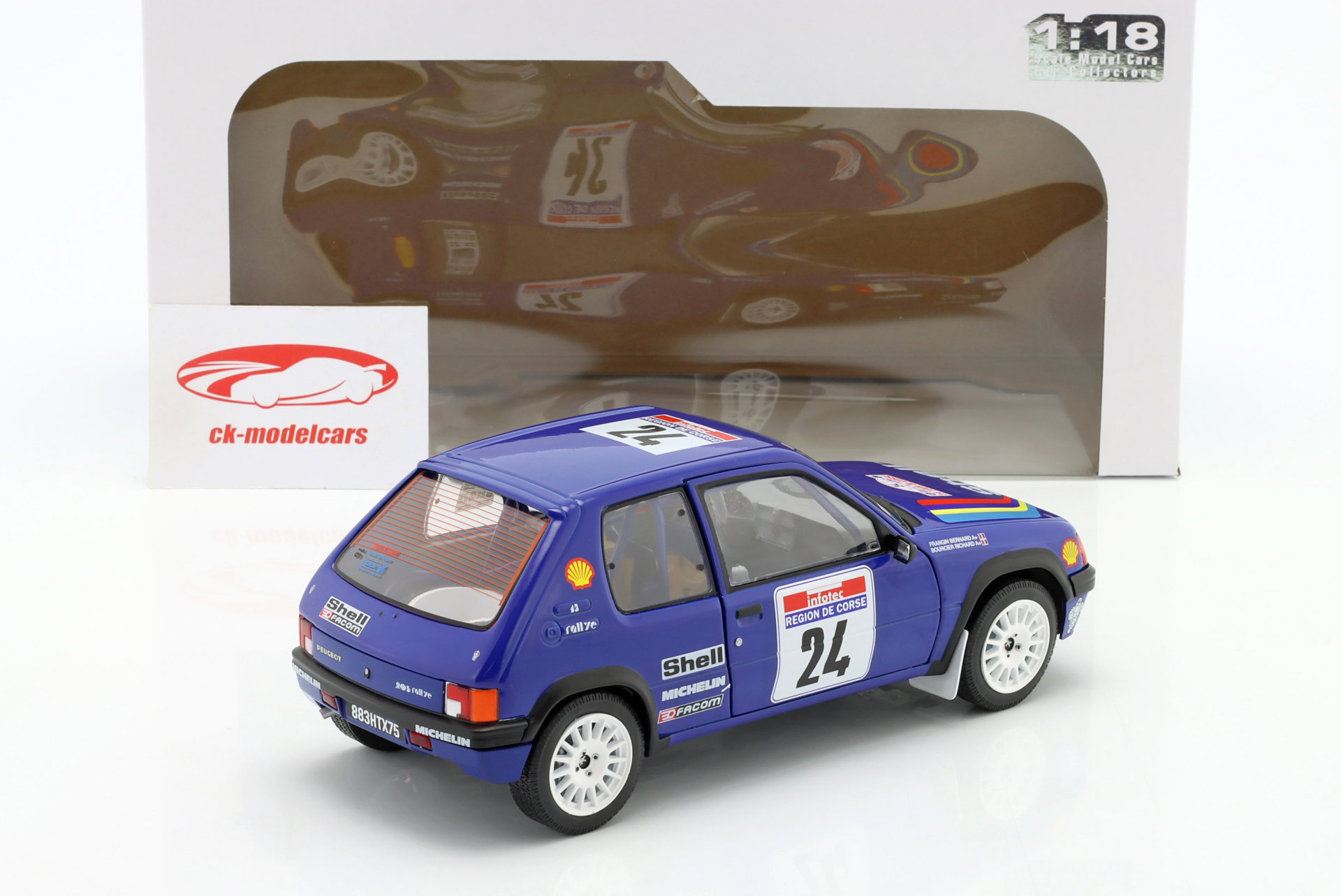 Peugeot 205 Rallye #24 Rallye Tour de Corse 1990 Bourcier, Frangin 1:18 Solido