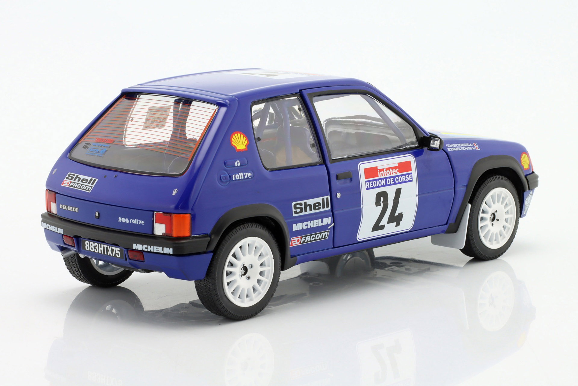 Peugeot 205 Rallye #24 Rallye Tour de Corse 1990 Bourcier, Frangin 1:18 Solido