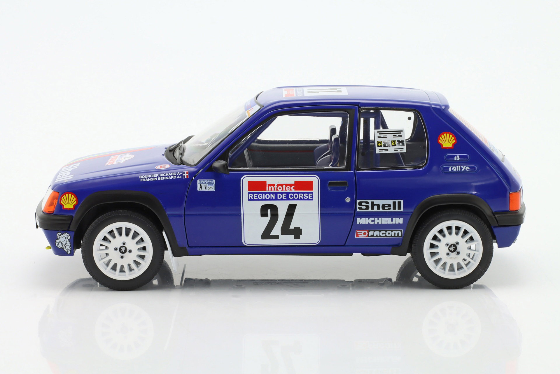 Peugeot 205 Rallye #24 Rallye Tour de Corse 1990 Bourcier, Frangin 1:18 Solido