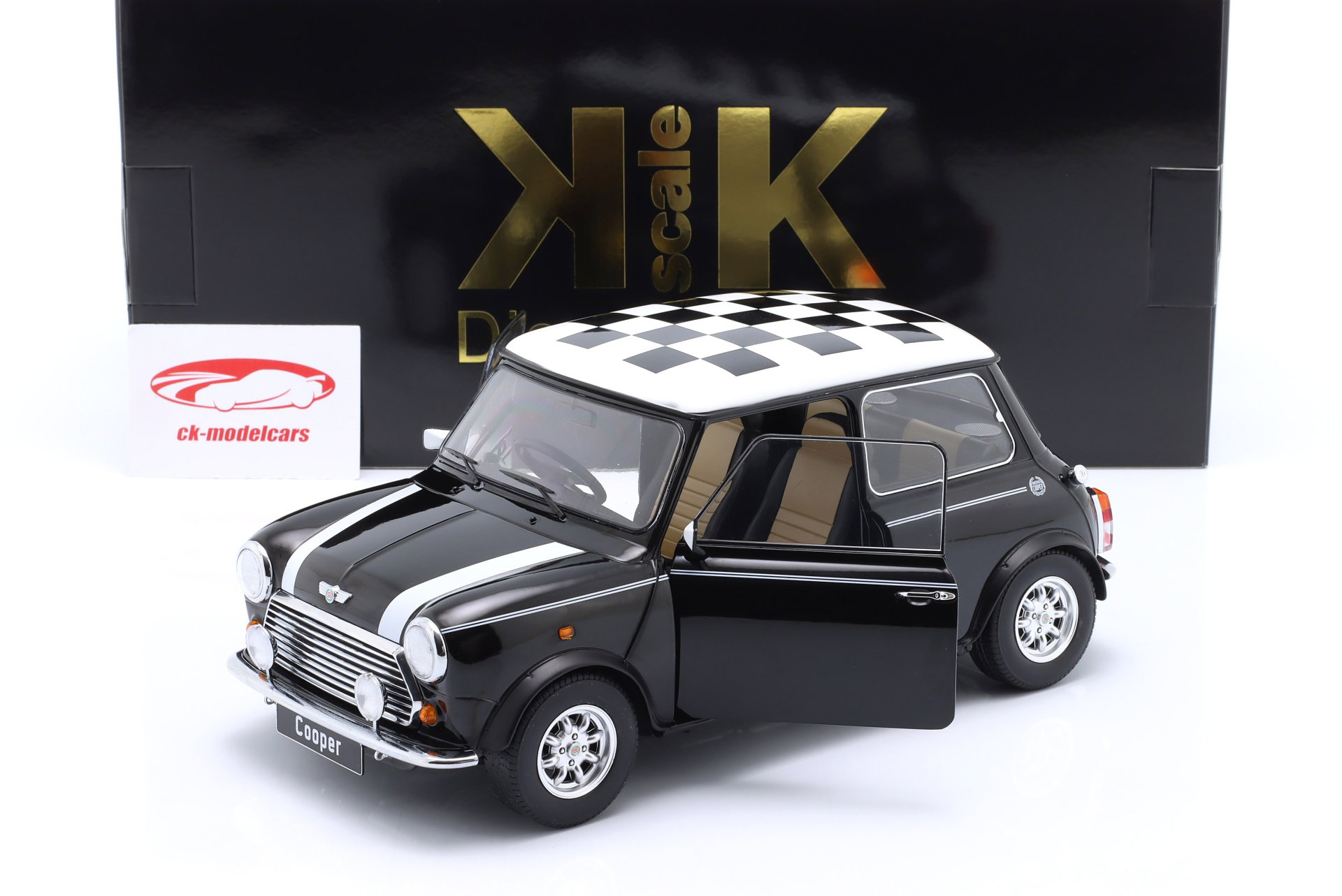 305-056 KK 1/12 ミニ クーパーMINI COOPER RHD KK-Scale 1:12 Mini Cooper RHD checkered black / white KKDC120055R