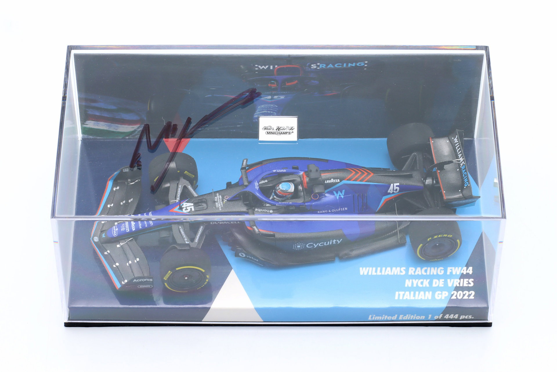 N. de Vries Williams FW44 #45 italiano GP Fórmula 1 2022 Signature Edition 1:43 Minichamps